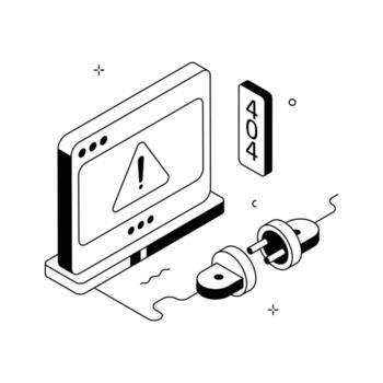 Isometric design showing website unplugged or connection lost error page.. vector