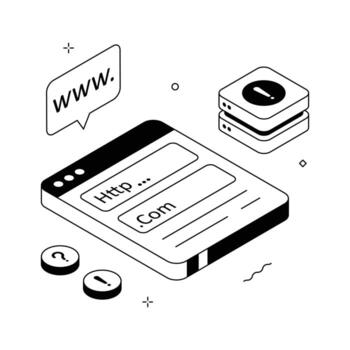 Isometric 3D domain not found illustration showing http error page.. vector