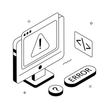 Isometric computer screen showing website alert and danger notification. vector
