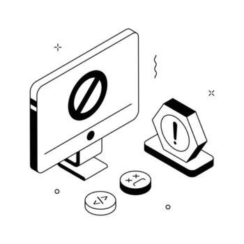 Access denied or restricted page error for website, concept isometric illustration. vector