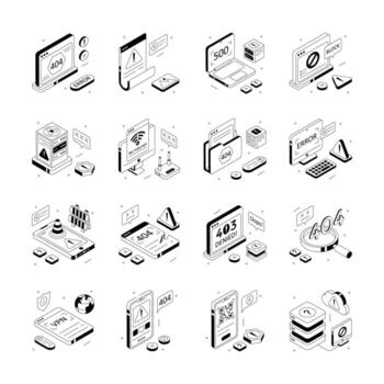 tomar tu manos en esta increíble conjunto de error ilustraciones en isométrica estilo vector