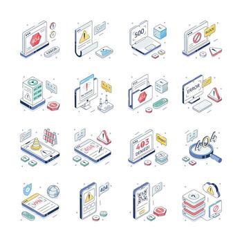 Collection of Website Error and Warning Illustrations vector
