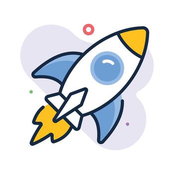 Flat rocket icon symbolizing startup success and innovation vector