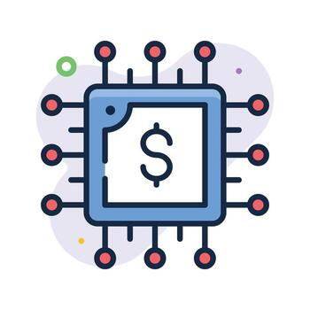 Flat line icon representing AI technology in business finance vector