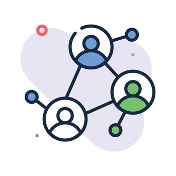 Flat network icon symbolizing collaboration and communication vector