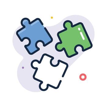 Flat puzzle icon symbolizing teamwork and strategy, ready to use vector