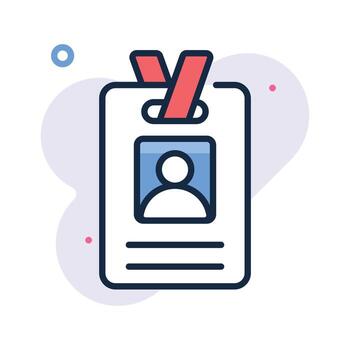 Flat identification card icon representing professional profile vector