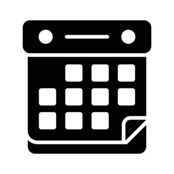 glyph icon of calendar representing planning and time management. vector