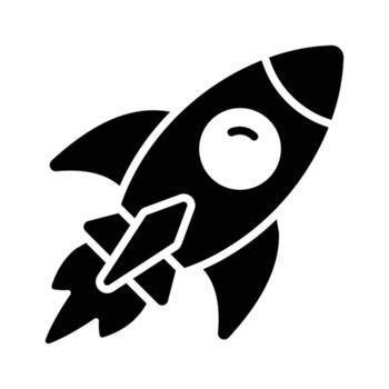glyph rocket icon symbolizing startup success and innovation. vector