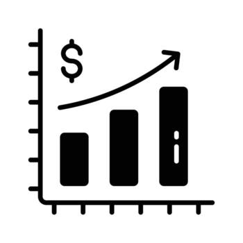 glyph icon showing financial growth chart and success metrics. vector