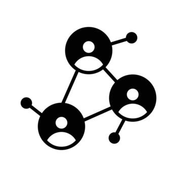 glyph network icon symbolizing collaboration and communication. vector