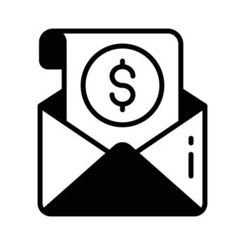 Mail with dollar representing business communication glyph icon, vector