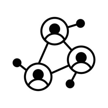 glyph network icon symbolizing collaboration and communication, vector