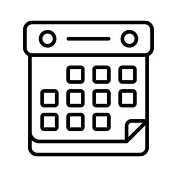 line icon of calendar representing planning and time management,. vector