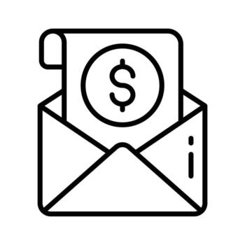 Mail with dollar representing business communication line outline icon,. vector