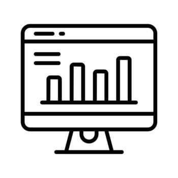 Monitor with chart showing data analysis and performance, business analytics icon,. vector