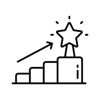line icon of graph with star showing success and achievement,. vector