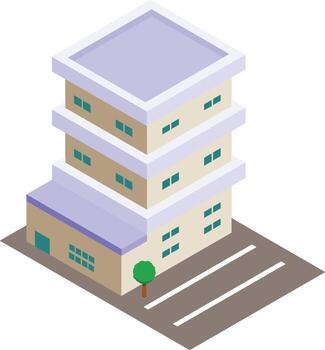 Isometric multi-story building illustration vector