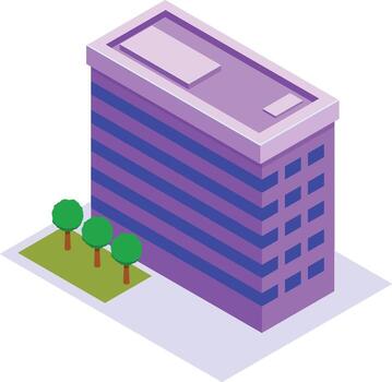 Modern purple building with trees vector