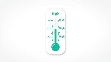 animerad termometer visualisera temperatur nivåer med Färg ändringar och hög avläsningar. video