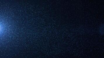 azul brillante partículas que cae en oscuro fondo, creando futurista digital lluvia efecto. elegante resumen movimiento, tecnología diseño, y dinámica reluciente textura para moderno visuales video