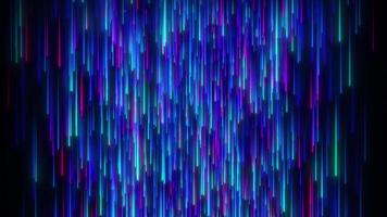 Multicolored particle lines falling on LED abstract background looped Neon particle rain bright neon beams flying at light speed video