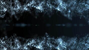 a abstrato do brilhando partículas fluindo através uma Sombrio fundo, criando uma futurista e dinâmico visual efeito. perfeito para tecnologia, ficção científica, ou movimento gráfico projetos video