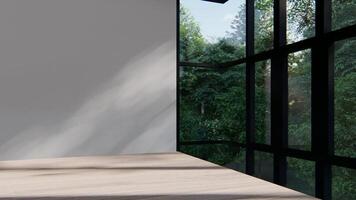 esvaziar interior quarto sombra parede espaço fundo zombar acima arquitetura luz solar. esvaziar casa a moderno video