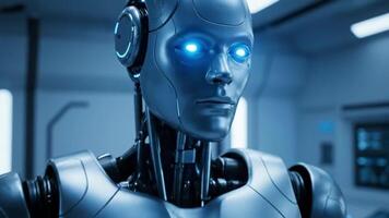 Sleek Futuristic Robot Face A Glimpse into the Future of Robotics video