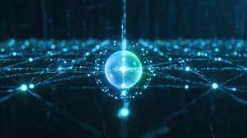 resumen luminoso digital red conectando brillante esferas representando datos fluir y tecnológico innovación video