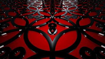 Sanft Überleitung Über abstrakt schwarz polygonal Design auf rot Hintergrund, elegant exklusiv Muster mit glatt Gradient Tiefe und hochwertig Bewegung Balance video