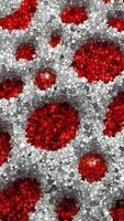 Glossy Red Spheres Embedded in a Sponge-Like White Structure Evoking Synthetic or Biological Depth, Animation Made of Floating Cubes video