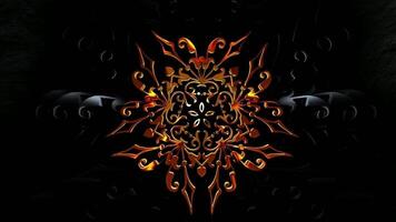 elegante oro e nero ornamenti nel continuo ciclo continuo rotazione, esclusivo metallico riflessione su premio buio sfondo video