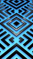 refinado movimiento a través de oscuro geométrico modelo en azul superficie con único elegante poligonal estructural diseño video