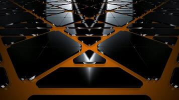 continuo deriva al di sopra di astratto nero geometria su ambra sfondo, esclusivo premio modello con moderno ombra struttura e caldo luminoso tono video