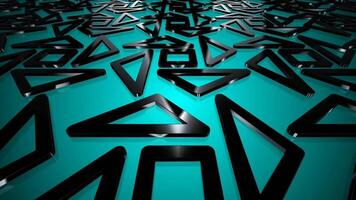 dinamico laterale movimento sopra astratto nero poligonale superficie su in profondità blu sfondo, elegante elite modello con 3d contrasto e moderno profondità equilibrio video
