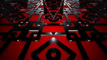 dinamico deriva al di sopra di astratto nero poligonale forme su scarlatto sfondo, elegante unico modello con digitale calore e lusso stratificato struttura video