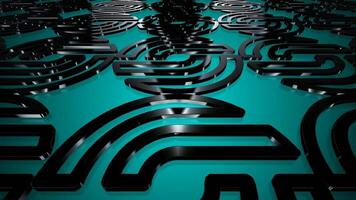 subtil roterande strömma över abstrakt svart geometrisk sammansättning på blå bakgrund, unik premie design med lyxig ljus lutning och vätska rörelse video