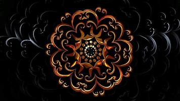 Gold and Black Ornaments in Elegant Loop Rotation, Metallic Reflection on Unique Dark Template for Premium Backgrounds video