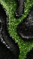 Flowing Green and Black Pebbled Surfaces Intertwined in a Dynamic Abstract of Depth and Motion, Animation Made of Floating Cubes video