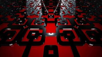 elegant sopa över abstrakt svart polygonal sammansättning på röd bakgrund, exklusiv elit design med värma reflexion och sofistikerad 3d geometri video