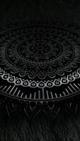 Metallic Reflection Shining on Black Ornament in Seamless Loop Rotation, Supported by Premium Charcoal Textured Background video