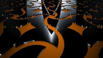 delicato flusso sopra astratto nero poligonale strati su vivace arancia superficie, unico elite modello con delicato pendenza e fascia alta digitale precisione video