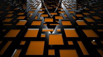 elegante movimento sopra astratto nero poligono maglia su morbido arancia sfondo, unico premio modello evidenziato di delicato ombre e fluido pendenza splendore video