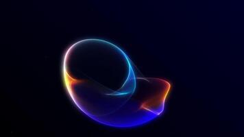 raggiante multicolore astratto sfera con fluente gradienti e luminoso bordi. futuristico digitale forma nel liscio dinamico movimento su un' buio sfondo. senza soluzione di continuità 4k ciclo continuo. video