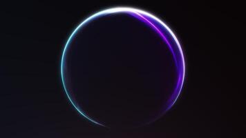 Glowing circular gradient light ring smoothly rotates on a dark background, creating a futuristic minimal luminous loop in vibrant blue and pink tones. video
