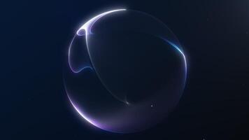 Elegant glowing blue and white sphere in futuristic minimal style with smooth luminous surfaces. Digital 3D abstract animation on a dark background. Seamless 4K looping motion. video