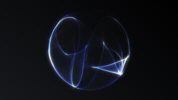 Minimal glowing blue and white light sphere with fluid wave shapes on dark background. Elegant sci fi plasma orb animation with smooth motion and rotation. 4K loop. video