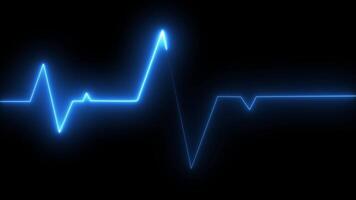 Abstract Digitally Generated Background, Neon heartbeat and pulse rate animation - Glowing heart signal on black background video