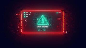 sistema fatal erro caixa, digital ruído fundo, Atenção computador alerta, falha efeito animação, hacking dentro progresso tela video